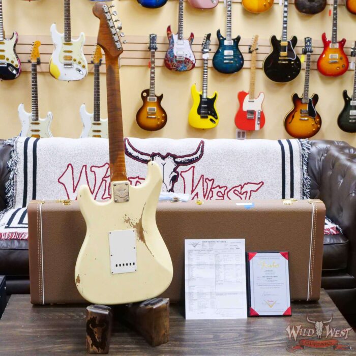 Fender Custom Shop Andy Hicks Masterbuilt 1961 Stratocaster Roasted Flame Maple Neck Brazilian Rosewood Board Relic Vintage White - Image 11