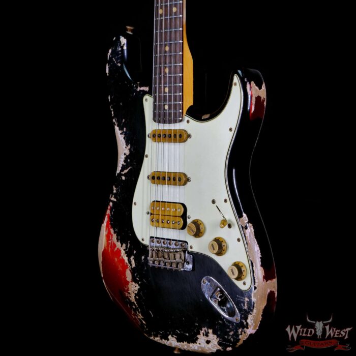 Fender Custom Shop Wild West Black Lightning 2.0 Stratocaster HSS Rosewood Board 22 Frets Heavy Relic Candy Apple Red - Image 2