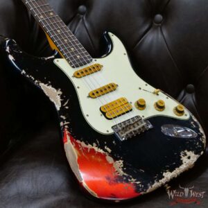 Fender Custom Shop Wild West Black Lightning 2.0 Stratocaster HSS Rosewood Board 22 Frets Heavy Relic Candy Apple Red - Image 8