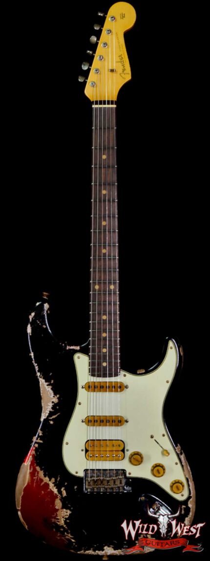 Fender Custom Shop Wild West Black Lightning 2.0 Stratocaster HSS Rosewood Board 22 Frets Heavy Relic Candy Apple Red