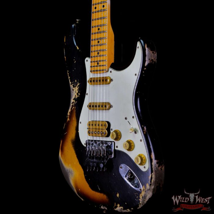 Fender Custom Shop Wild West Black Lightning Stratocaster Floyd Rose Heavy Relic Maple Board 2 Tone Sunburst - Image 2