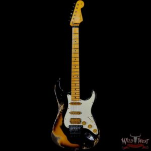 Fender Custom Shop Wild West Black Lightning Stratocaster Floyd Rose Heavy Relic Maple Board 2 Tone Sunburst - Image 3