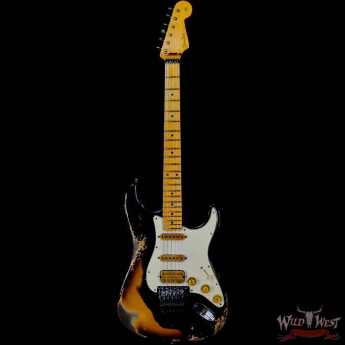 Fender Custom Shop Wild West Black Lightning Stratocaster Floyd Rose Heavy Relic Maple Board 2 Tone Sunburst - Image 3