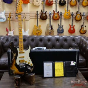 Fender Custom Shop Wild West Black Lightning Stratocaster Floyd Rose Heavy Relic Maple Board 2 Tone Sunburst - Image 6