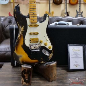 Fender Custom Shop Wild West Black Lightning Stratocaster Floyd Rose Heavy Relic Maple Board 2 Tone Sunburst - Image 8