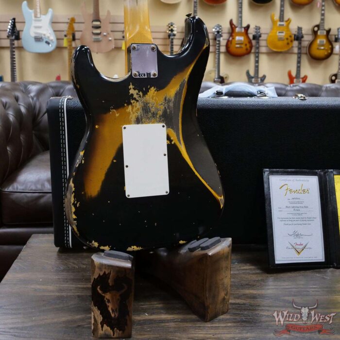 Fender Custom Shop Wild West Black Lightning Stratocaster Floyd Rose Heavy Relic Maple Board 2 Tone Sunburst - Image 11