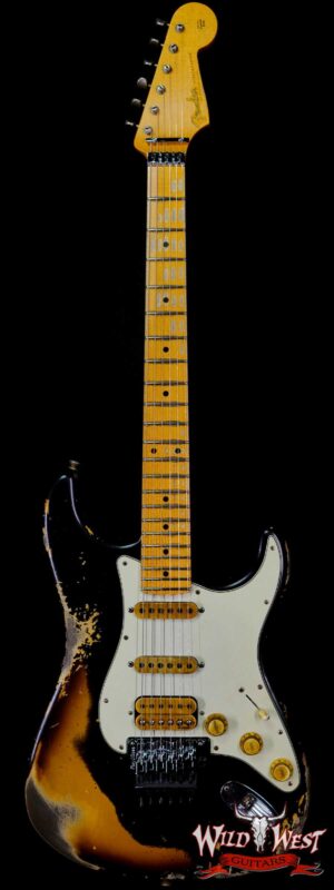 Fender Custom Shop Wild West Black Lightning Stratocaster Floyd Rose Heavy Relic Maple Board 2 Tone Sunburst