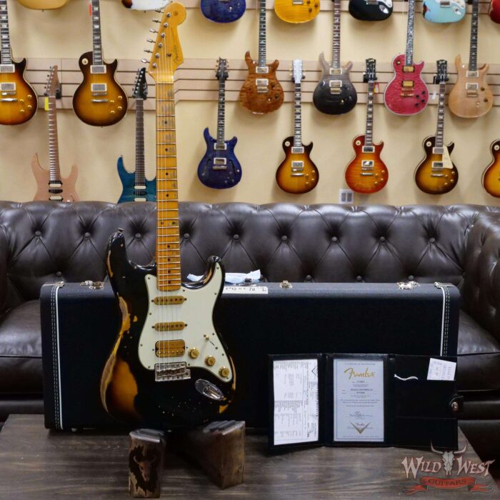 Fender Custom Shop Wild West Black Lightning 2.0 Stratocaster HSS Maple Board 21 Frets Heavy Relic 2 Tone Sunburst - Image 6