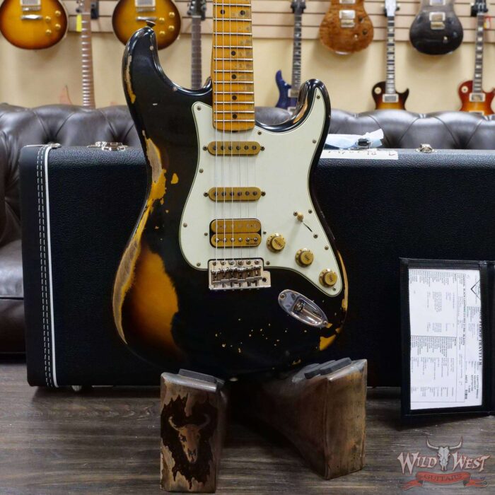 Fender Custom Shop Wild West Black Lightning 2.0 Stratocaster HSS Maple Board 21 Frets Heavy Relic 2 Tone Sunburst - Image 8
