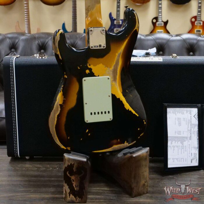 Fender Custom Shop Wild West Black Lightning 2.0 Stratocaster HSS Maple Board 21 Frets Heavy Relic 2 Tone Sunburst - Image 11