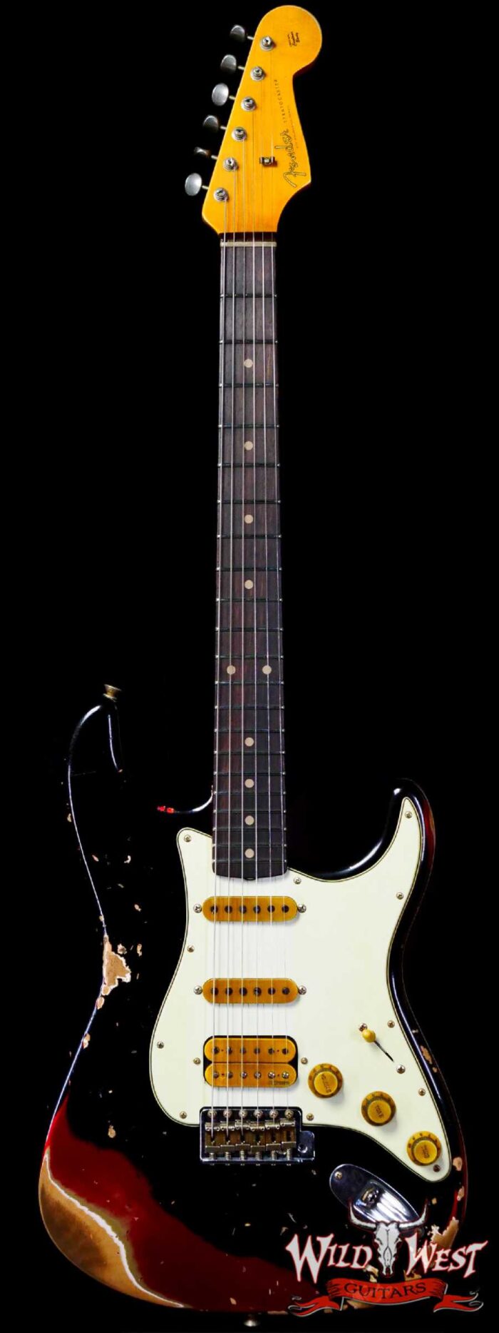 Fender Custom Shop Wild West Black Lightning 2.0 Stratocaster HSS Rosewood Board 21 Frets Heavy Relic Candy Apple Red - Image 1