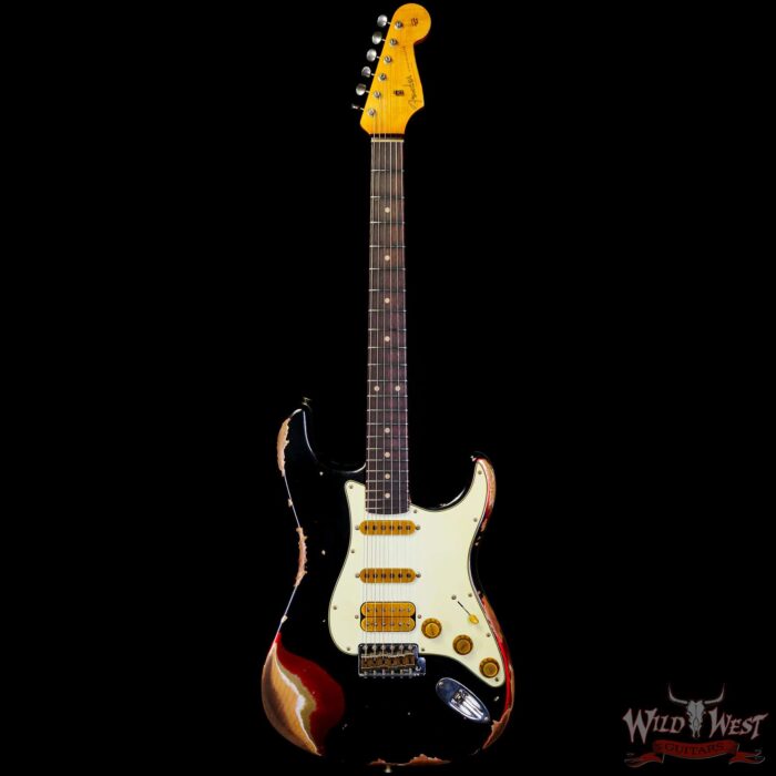 Fender Custom Shop Wild West Black Lightning 2.0 Stratocaster HSS Rosewood Board 22 Frets Heavy Relic Candy Apple Red - Image 3