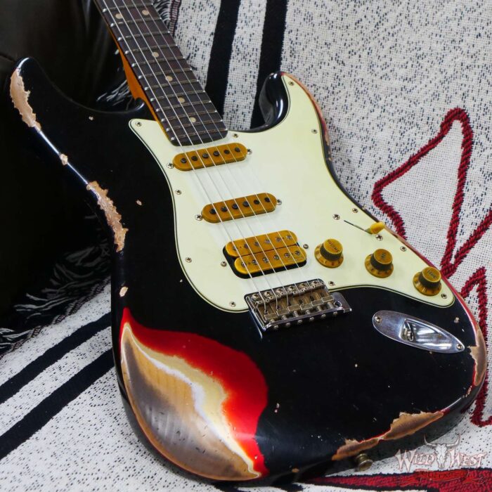 Fender Custom Shop Wild West Black Lightning 2.0 Stratocaster HSS Rosewood Board 22 Frets Heavy Relic Candy Apple Red - Image 8