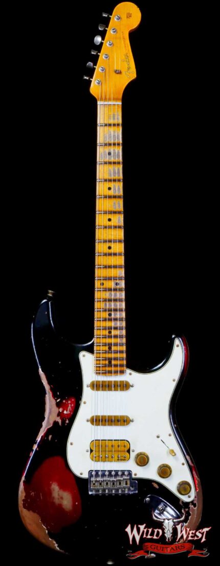 Fender Custom Shop Wild West Black Lightning 2.0 Stratocaster HSS Maple Board 22 Frets Heavy Relic Candy Apple Red 7.75 LBS