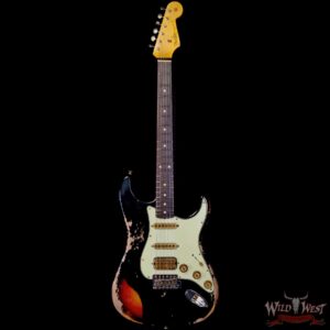 Fender Custom Shop Wild West Black Lightning 2.0 Stratocaster HSS Rosewood Board 21 Frets Heavy Relic 3 Tone Sunburst 7.30 lbs - Image 3