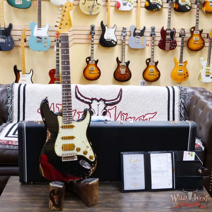 Fender Custom Shop Wild West Black Lightning 2.0 Stratocaster HSS Rosewood Board 22 Frets Heavy Relic Candy Apple Red - Image 6