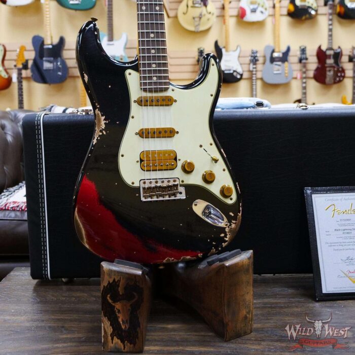 Fender Custom Shop Wild West Black Lightning 2.0 Stratocaster HSS Rosewood Board 22 Frets Heavy Relic Candy Apple Red - Image 8
