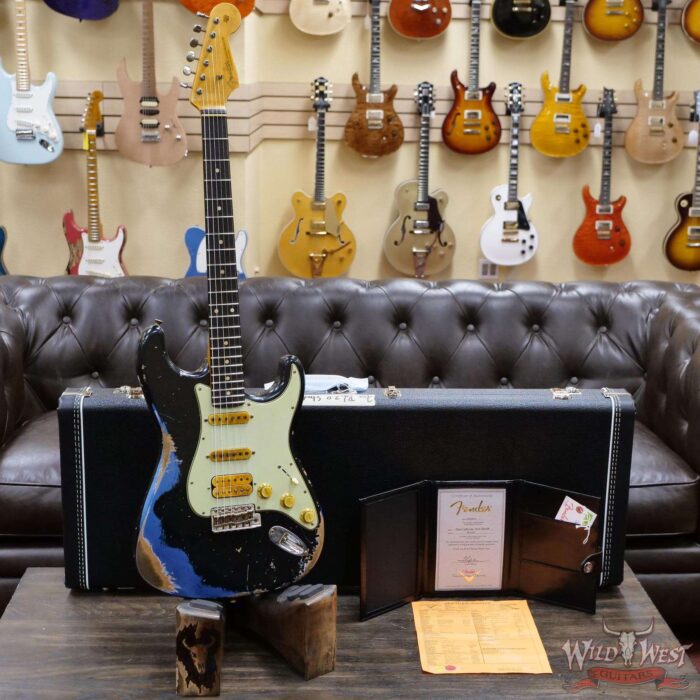Fender Custom Shop Wild West Black Lightning 2.0 Stratocaster HSS Rosewood Board 22 Frets Heavy Relic Lake Placid Blue - Image 6