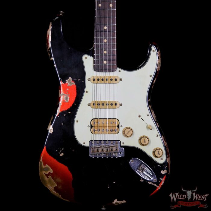 Fender Custom Shop Black Lightning Stratocaster Heavy Relic HSS Rosewood Board Candy Apple Red - Image 3
