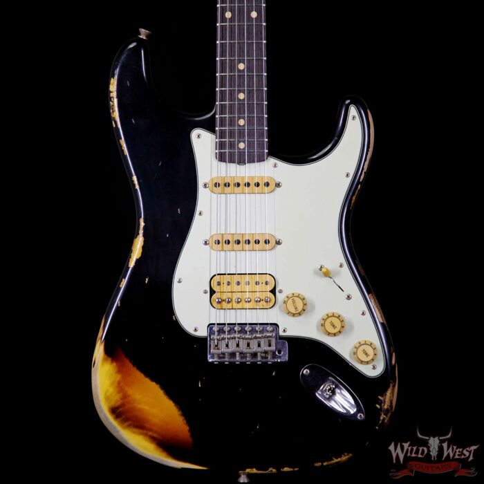 Fender Custom Shop Black Lightning 2.0 Stratocaster Heavy Relic HSS 21 Frets Rosewood Board 3 Tone Sunburst - Image 3