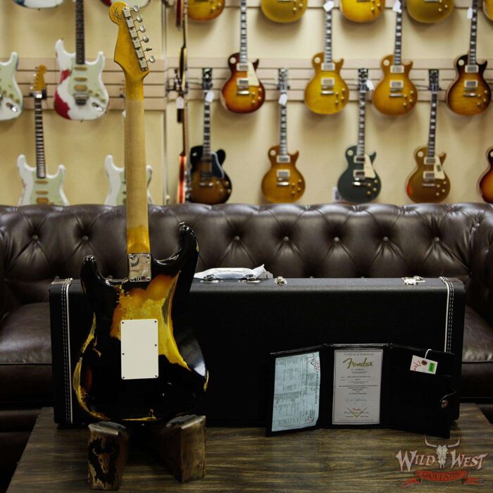 Fender Custom Shop Black Lightning Stratocaster Floyd Rose HSS Heavy Relic Rosewood Board 3 Tone Sunburst - Image 13