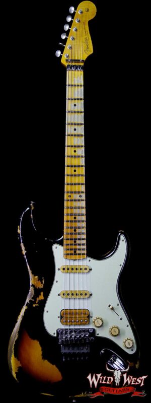 Fender Custom Shop Black Lightning Stratocaster Floyd Rose HSS Heavy Relic Rosewood Board 3 Tone Sunburst