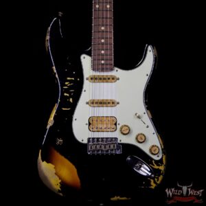 Fender Custom Shop Black Lightning Stratocaster HSS Heavy Relic Rosewood Board 3 Tone Sunburst - Image 3