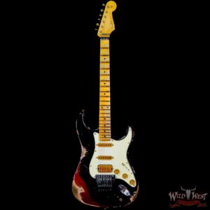 Fender Custom Shop Wild West Black Lightning Stratocaster HSS Floyd Rose Maple Board 22 Frets Heavy Relic Candy Apple Red - Image 3