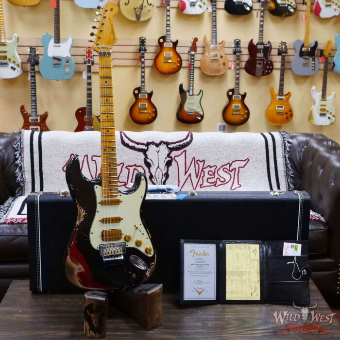Fender Custom Shop Wild West Black Lightning Stratocaster HSS Floyd Rose Maple Board 22 Frets Heavy Relic Candy Apple Red - Image 6