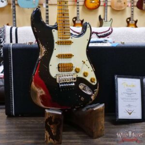 Fender Custom Shop Wild West Black Lightning Stratocaster HSS Floyd Rose Maple Board 22 Frets Heavy Relic Candy Apple Red - Image 8