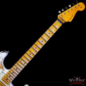 Fender Custom Shop Wild West White Lightning Stratocaster HSH Floyd Rose Maple Board Heavy Relic Olympic White over Black - Image 4