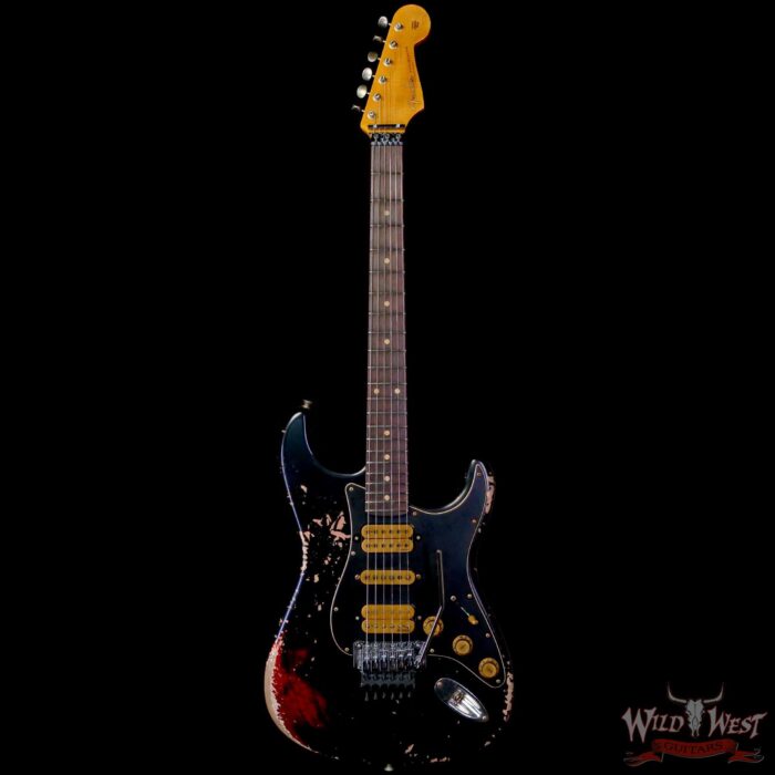 Fender Custom Shop Wild West Black Lightning Stratocaster Floyd Rose HSH Rosewood Board 22 Frets Heavy Relic Candy Apple Red 8.10 lbs - Image 3