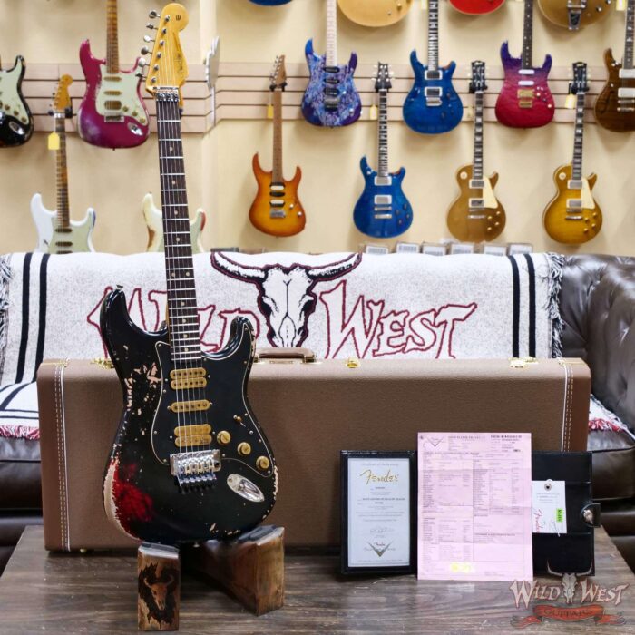 Fender Custom Shop Wild West Black Lightning Stratocaster Floyd Rose HSH Rosewood Board 22 Frets Heavy Relic Candy Apple Red 8.10 lbs - Image 6