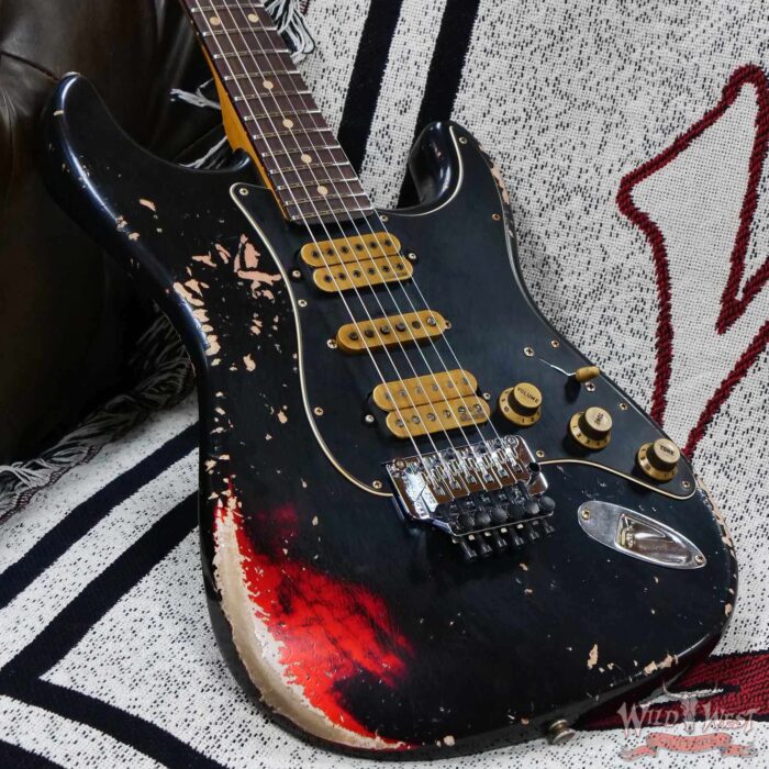 Fender Custom Shop Wild West Black Lightning Stratocaster Floyd Rose HSH Rosewood Board 22 Frets Heavy Relic Candy Apple Red 8.10 lbs - Image 8