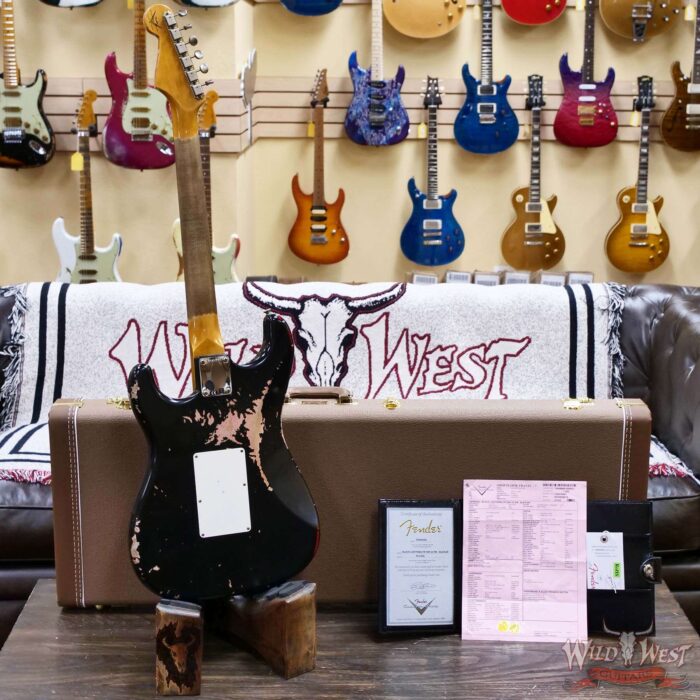 Fender Custom Shop Wild West Black Lightning Stratocaster Floyd Rose HSH Rosewood Board 22 Frets Heavy Relic Candy Apple Red 8.10 lbs - Image 10