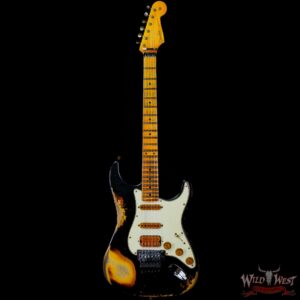 Fender Custom Shop Wild West Black Lightning Stratocaster HSS Floyd Rose Maple Board 22 Frets Heavy Relic 2 Tone Sunburst - Image 3