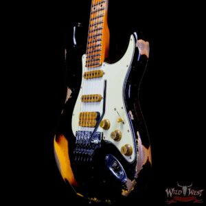 Fender Custom Shop Wild West Black Lightning Stratocaster HSS Floyd Rose Maple Board 22 Frets Heavy Relic 2 Tone Sunburst - Image 2