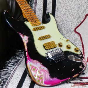 Fender Custom Shop Wild West Black Lightning Stratocaster HSS Floyd Rose Maple Board 22 Frets Heavy Relic Pink Paisley - Image 8