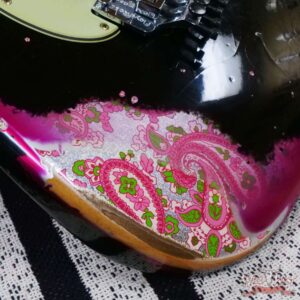 Fender Custom Shop Wild West Black Lightning Stratocaster HSS Floyd Rose Maple Board 22 Frets Heavy Relic Pink Paisley - Image 9