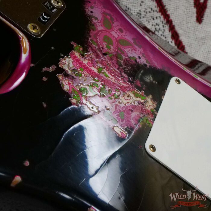 Fender Custom Shop Wild West Black Lightning Stratocaster HSS Floyd Rose Maple Board 22 Frets Heavy Relic Pink Paisley - Image 13