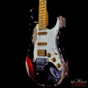 Fender Custom Shop Wild West Black Lightning Stratocaster Floyd Rose Heavy Relic Maple Board 22 Frets Candy Apple Red - Image 2
