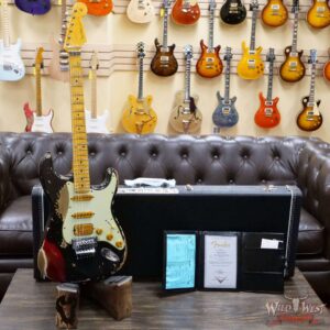 Fender Custom Shop Wild West Black Lightning Stratocaster Floyd Rose Heavy Relic Maple Board 22 Frets Candy Apple Red - Image 6