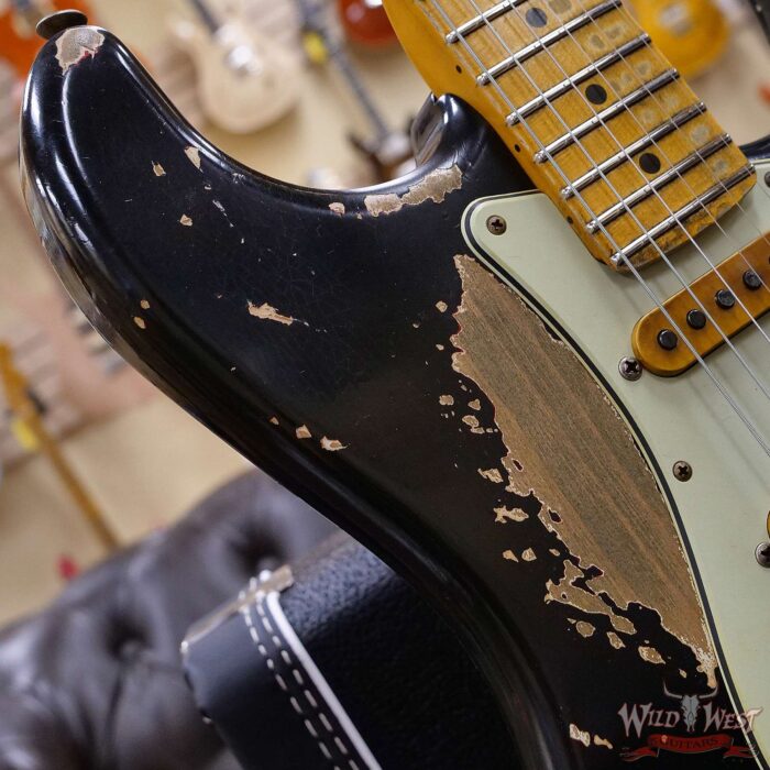 Fender Custom Shop Wild West Black Lightning Stratocaster Floyd Rose Heavy Relic Maple Board 22 Frets Candy Apple Red - Image 9