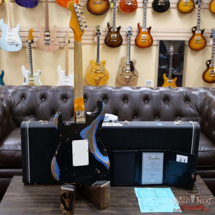 Fender Custom Shop Wild West Black Lightning Stratocaster Floyd Rose Heavy Relic Maple Board 22 Lake Placid Blue - Image 9
