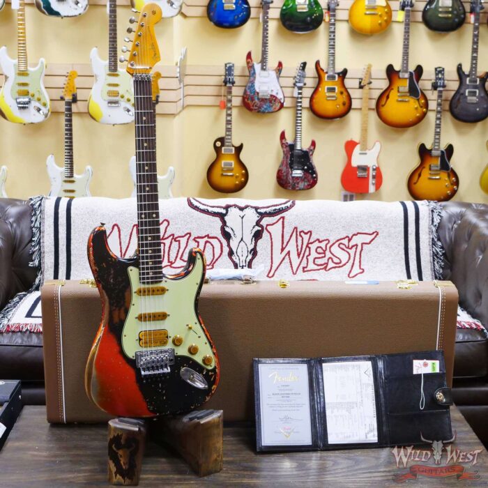 Fender Custom Shop Wild West Black Lightning Stratocaster HSS Floyd Rose Rosewood Board 22 Frets Heavy Relic Candy Tangerine - Image 6