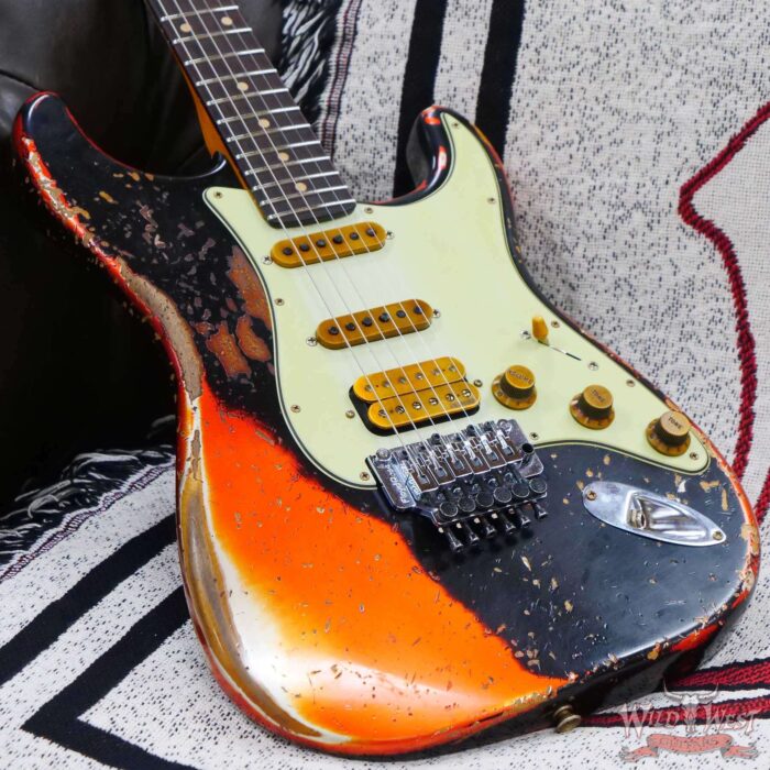 Fender Custom Shop Wild West Black Lightning Stratocaster HSS Floyd Rose Rosewood Board 22 Frets Heavy Relic Candy Tangerine - Image 8