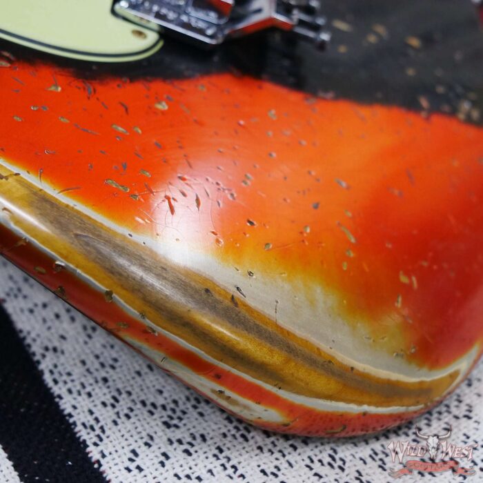 Fender Custom Shop Wild West Black Lightning Stratocaster HSS Floyd Rose Rosewood Board 22 Frets Heavy Relic Candy Tangerine - Image 9