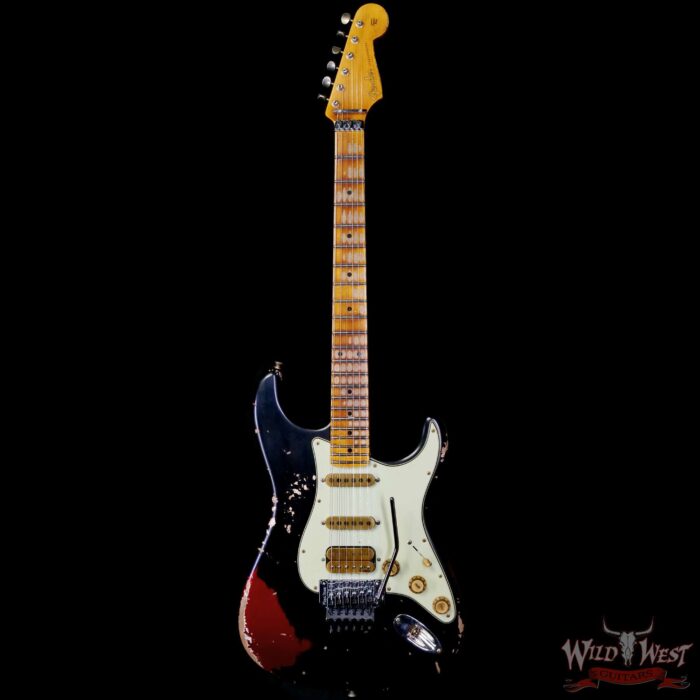 Fender Custom Shop Wild West Black Lightning Stratocaster HSS Floyd Rose Maple Fingerboard 22 Frets Heavy Relic Candy Apple Red 7.95 LBS - Image 3