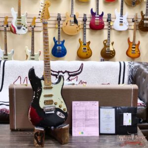 Fender Custom Shop Wild West Black Lightning Stratocaster HSS Floyd Rose Maple Fingerboard 22 Frets Heavy Relic Candy Apple Red 7.95 LBS - Image 6