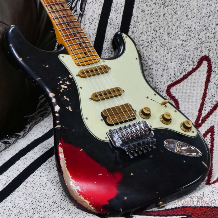 Fender Custom Shop Wild West Black Lightning Stratocaster HSS Floyd Rose Maple Fingerboard 22 Frets Heavy Relic Candy Apple Red 7.95 LBS - Image 8